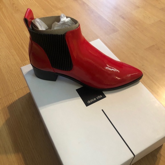 Brand New Dolce Vita Red Patent Boots - Picture 3 of 6
